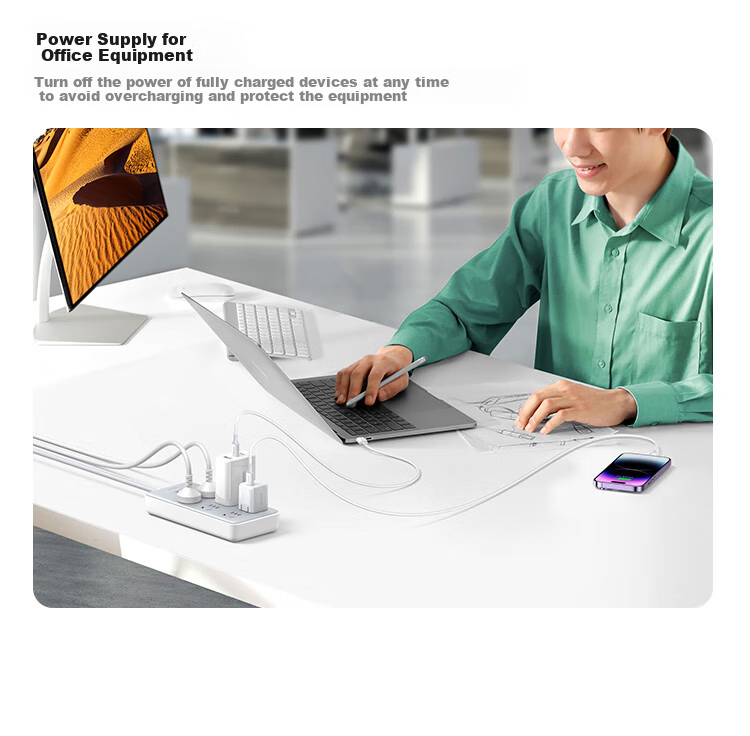 UGREEN Power Strip/Extension Cord/Surge Protector/Power Bar/Socket/Power Board/Cable Reel for Student Dormitory And Home Use, Desktop with Cord, New National Standard Large Spacing 6 Outlets with Master Switch, Total Length 2 Meters 6