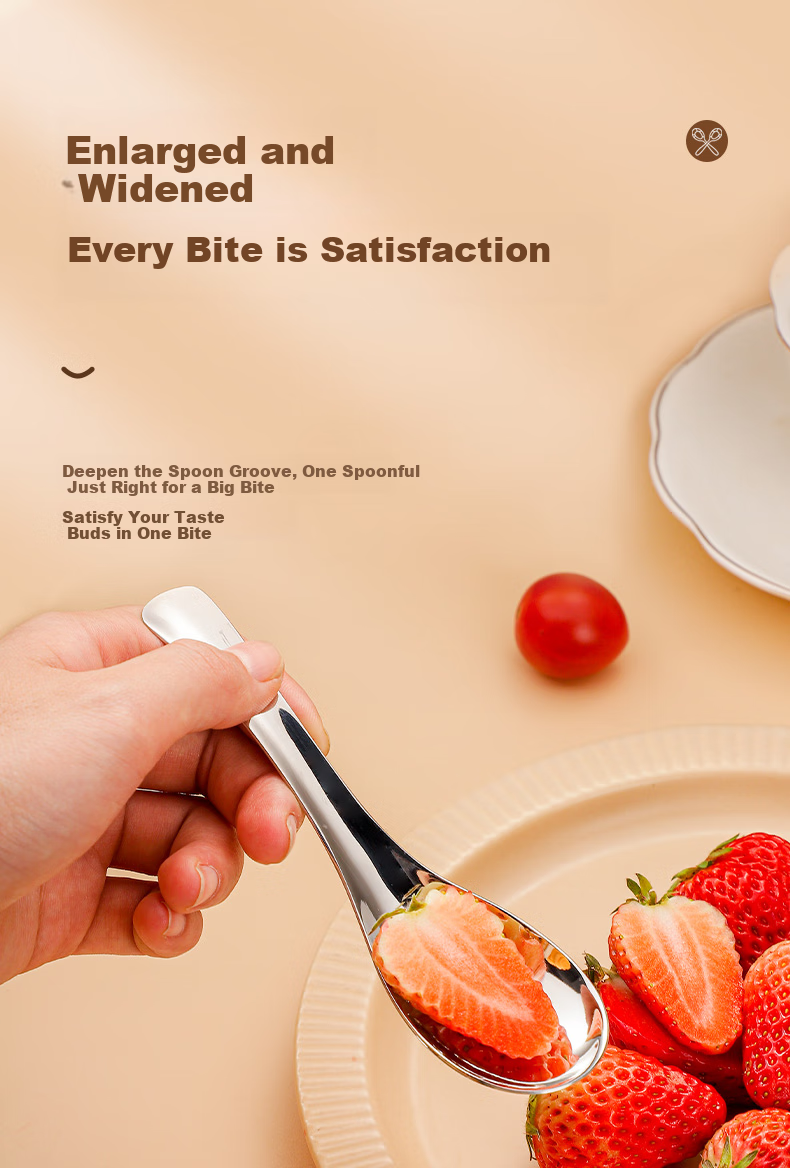 Guangyi 316L Stainless Steel Soup Spoon Thickened Large Flat Bottom Long Spoon Children's Tableware Panda GY1561 3