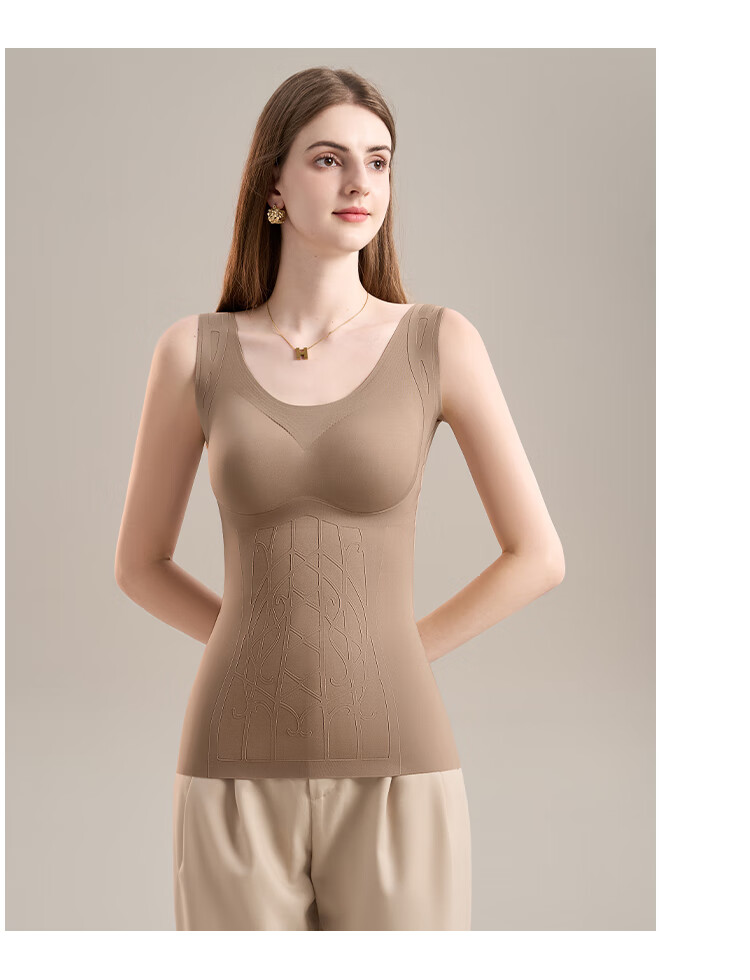 GRACEWELL Seamless Thermal Vest for Women with Chest Pad, Shaping, Tummy Control, Waist Slimming, Autumn Winter Fleece-Lined Shapewear Top 15