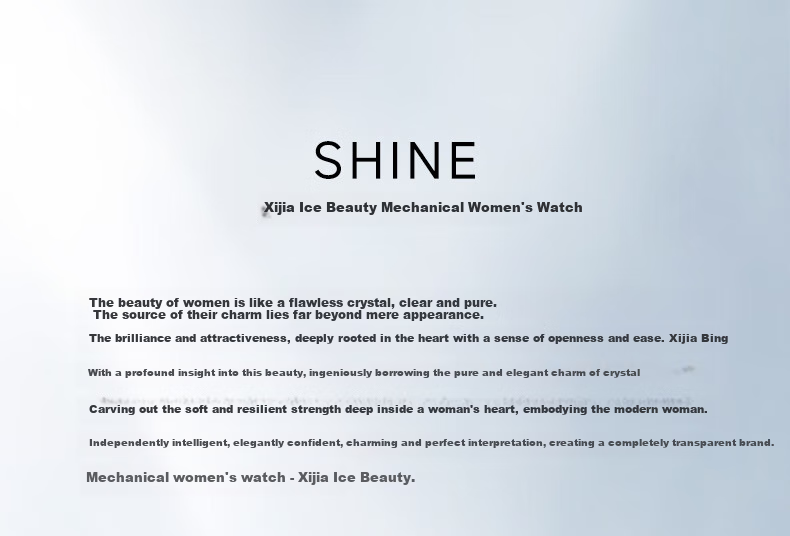CIGA Design Jijia Women's Watch Series, Artistic Wristwatch, Trendy Mechanical Watch, Ice Beauty Transparent Crystal Fashion Watch, New Year Gift 1