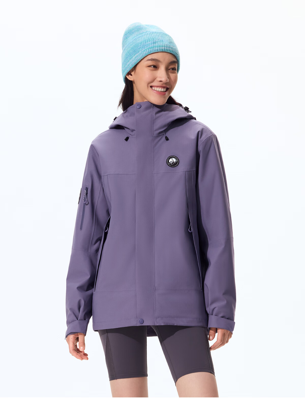 Xiongmao Zhang Yuxi Same Style Outdoor Three-In Jacket for Men And Women, Triple Protection Color-Block Hiking Coat, Midnight Purple, L 14