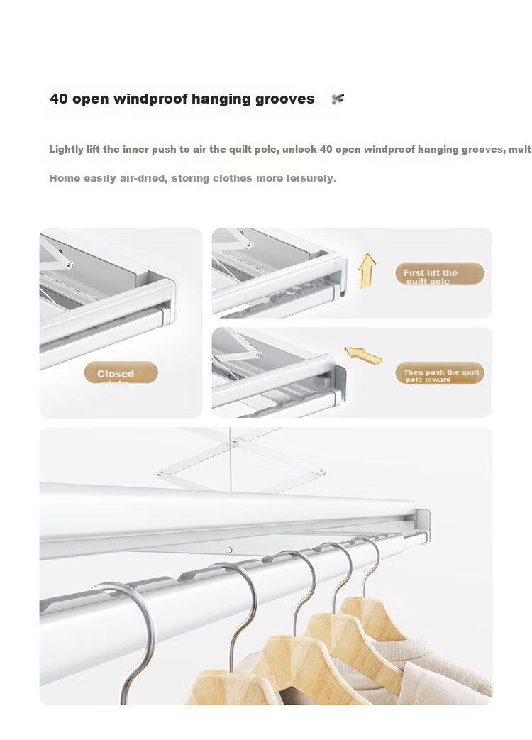 Mijia Smart Clothes Drying Rack 2 Pro [Subsidies], Xiaomi Electric Invisible Clothes Drying Rack, 3D Curved Dome Light 4