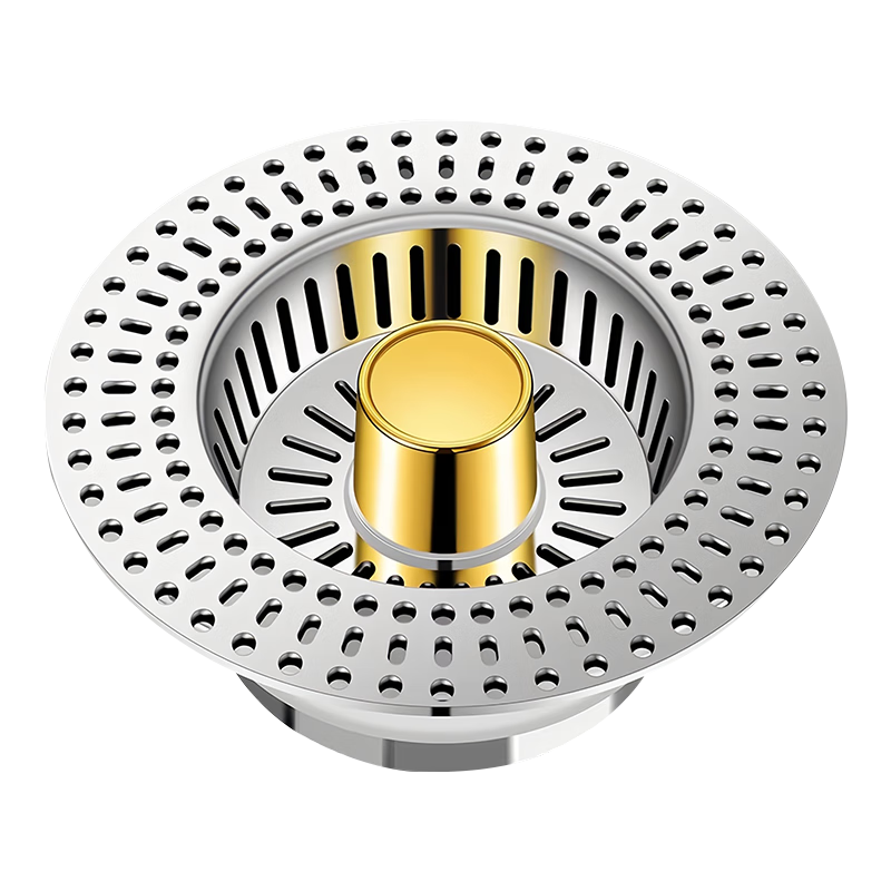 Dipuer Stainless Steel Sink Strainer, Kitchen Sink Pop-Up Core, Vegetable Washing Basin Drain Stopper, Anti-Clogging Sink