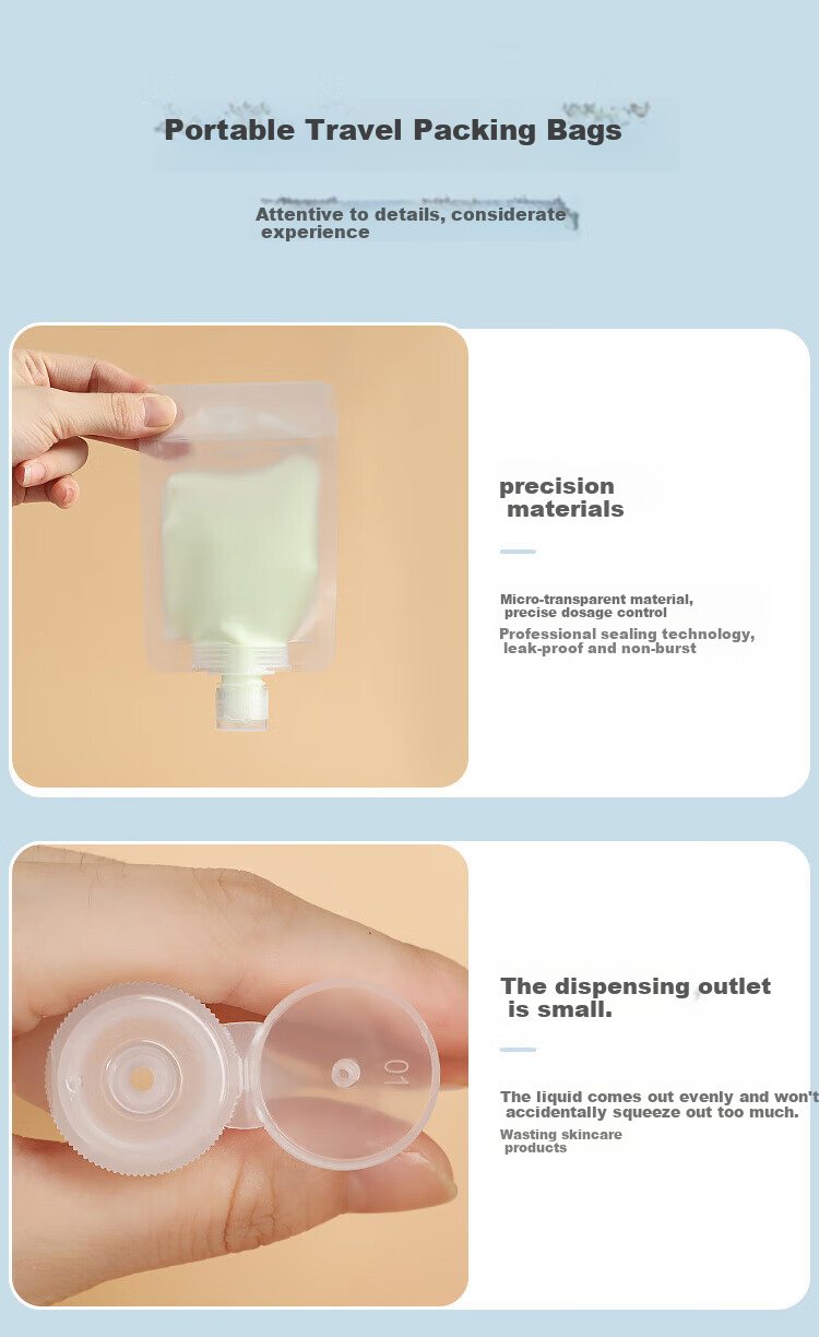 Liqing Portable Travel Cosmetic Dispensing Bags, 50ml*6 Pieces, Disposable Dispensing Bottles, Liquid Storage Bags 4