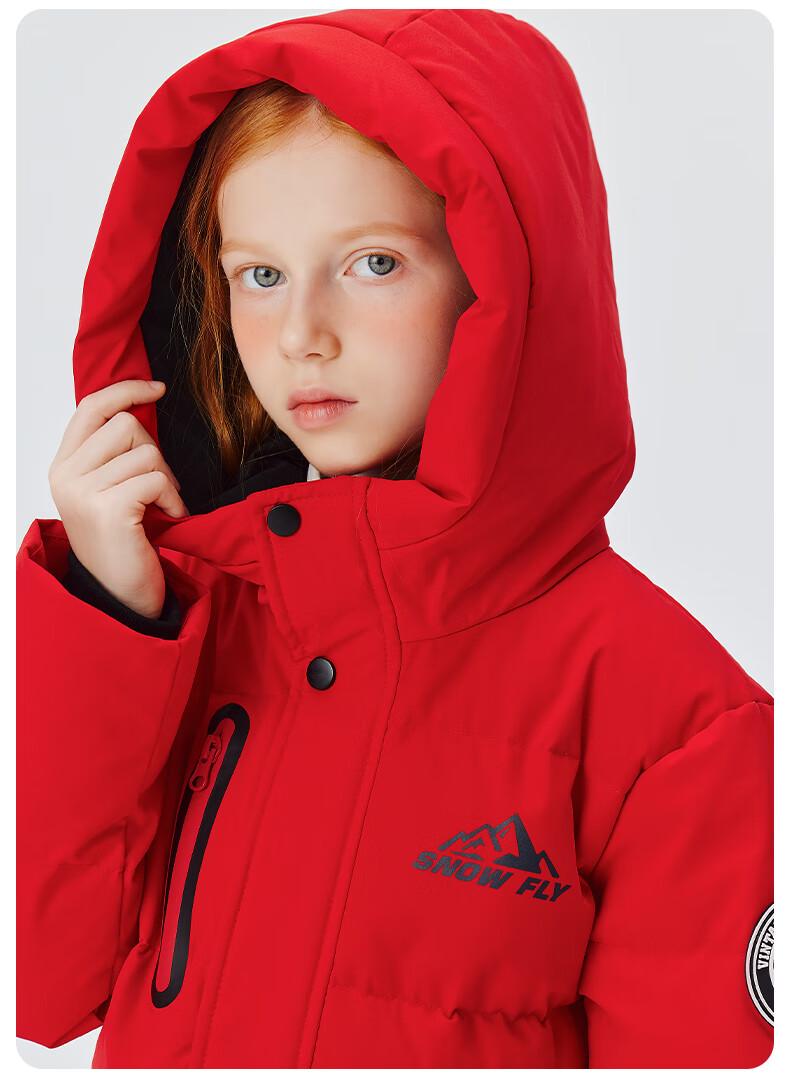 SNOWFLYING Kids Down Jacket Unisex Winter New Mid-Length Thickened Warm Large Children Down Coat Black 130 10