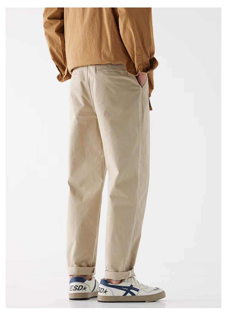 JEEP Casual Pants for Men, Loose-Fitting Trendy Spring And Summer High-End Straight-Leg Cargo Pants, Light Khaki, Size 28 8