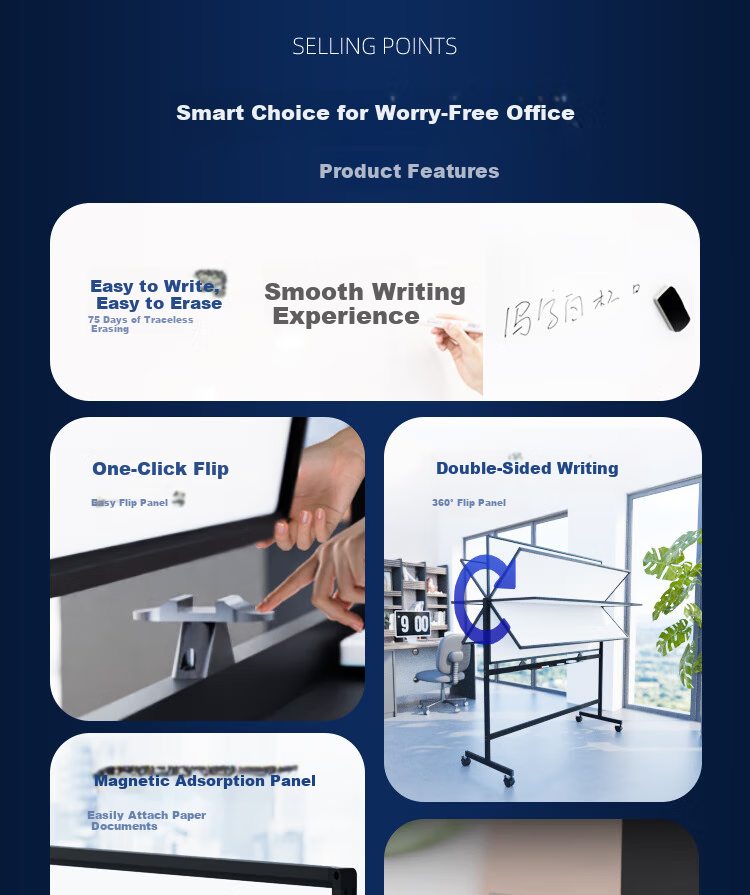 BBNEW Premium Whiteboard Stand-Style One-Touch Flip Writing Board, 120*90cm H-Shaped Frame, Movable Double-Sided Magnetic Writing Board for Office Meetings, Home Use, Teaching, Children's Blackboard NEWO 2