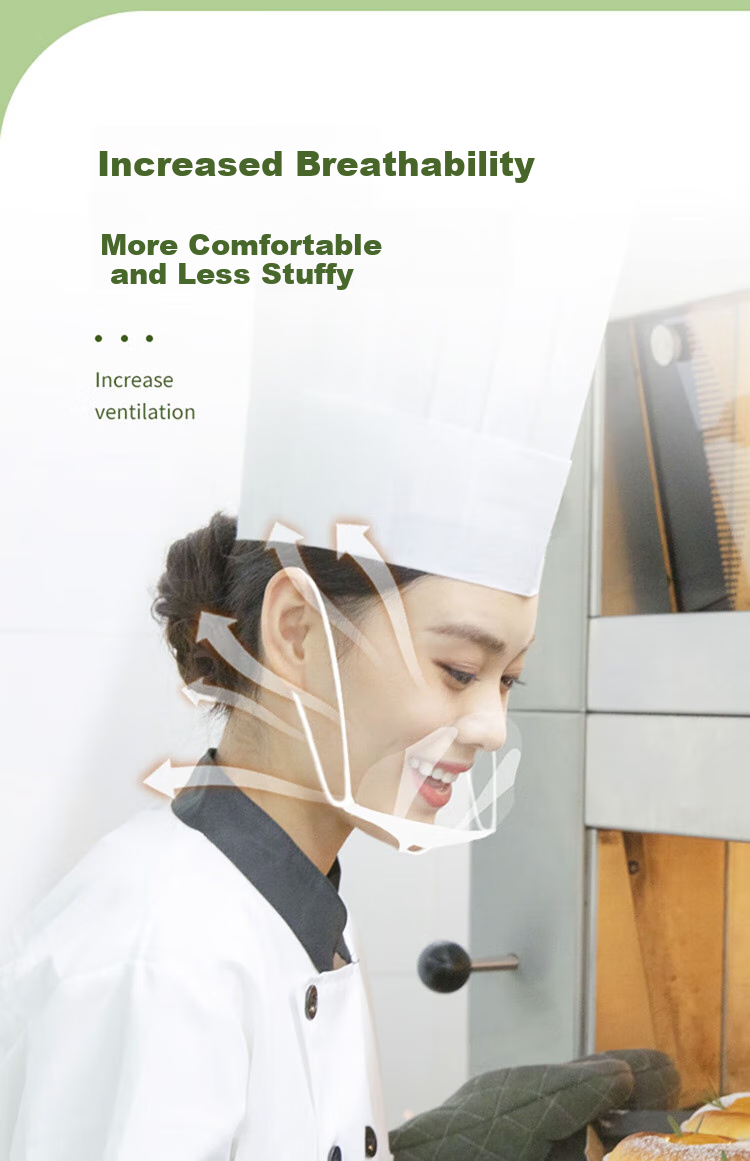 Baoweikang 2330 Transparent Face Masks for Catering, Smiley Face Masks to Prevent Droplet Spread, Plastic Face Masks for Chefs, Restaurants And Cafeterias (20 Pieces Per Box) 6