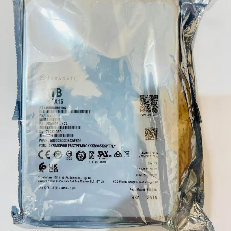 Жесткий диск Seagate 14TB Enterprise SATA HDD ST14000NM010G, 3.5 дюйма, 7200 об/мин, 256 МБ кэш, для серверов