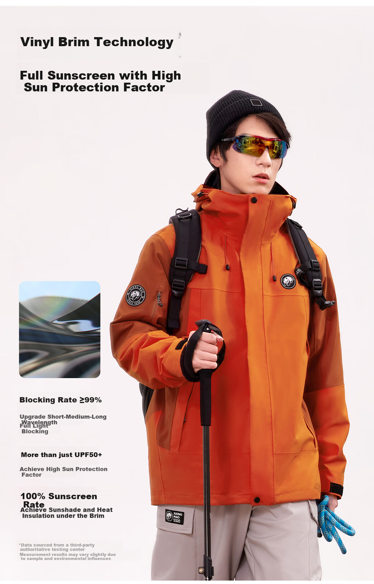 Xiongmao Zhang Yuxi Same Style Outdoor Three-In Jacket for Men And Women, Triple Protection Color-Block Hiking Coat, Gray/black, 2XL 4