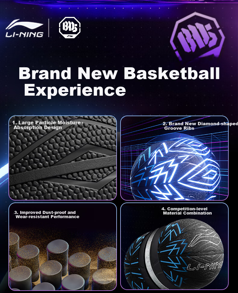Li-Ning Basketball Size 7 for Adults And Teenagers, Indoor And Outdoor Competition Standard Ball, Non-Slip And Wear-Resistant, Size 7 Gift Basketball 3