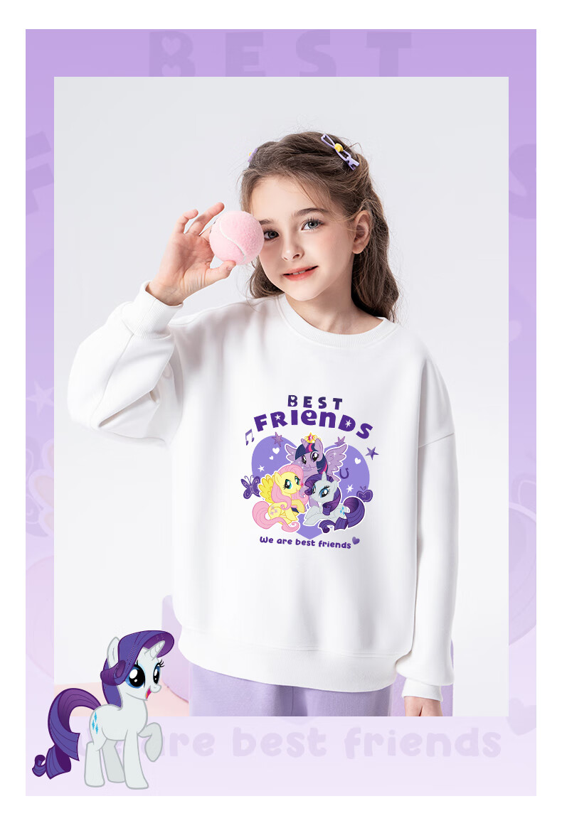 MY LITTLE PONY Girls' Sweatshirt Spring and Autumn New Cute Crewneck Top for Older Kids Fashion Autumn Wear Pink 160cm 5