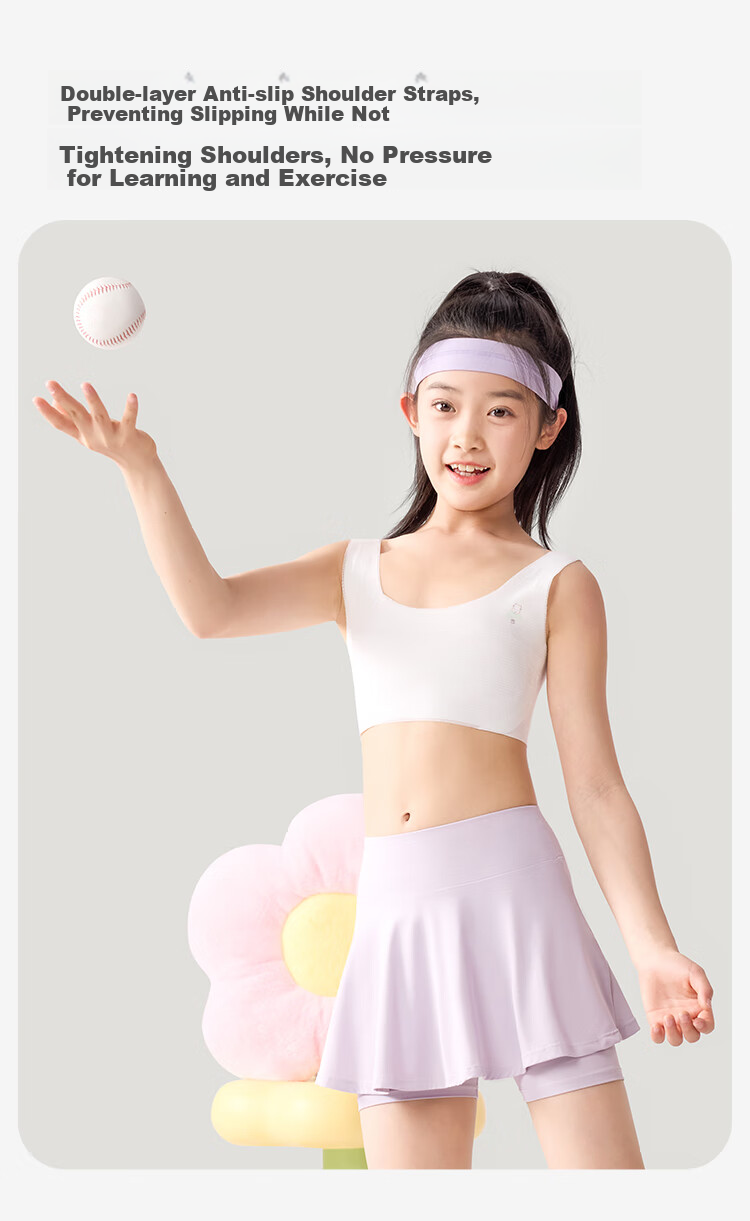 Jiusuiban Children's Underwear for Girls, Ultra-Thin Mesh Bra for Puberty, Cotton-Padded Anti-Nipple Show Bra for Ages 8-10, Camisole 9