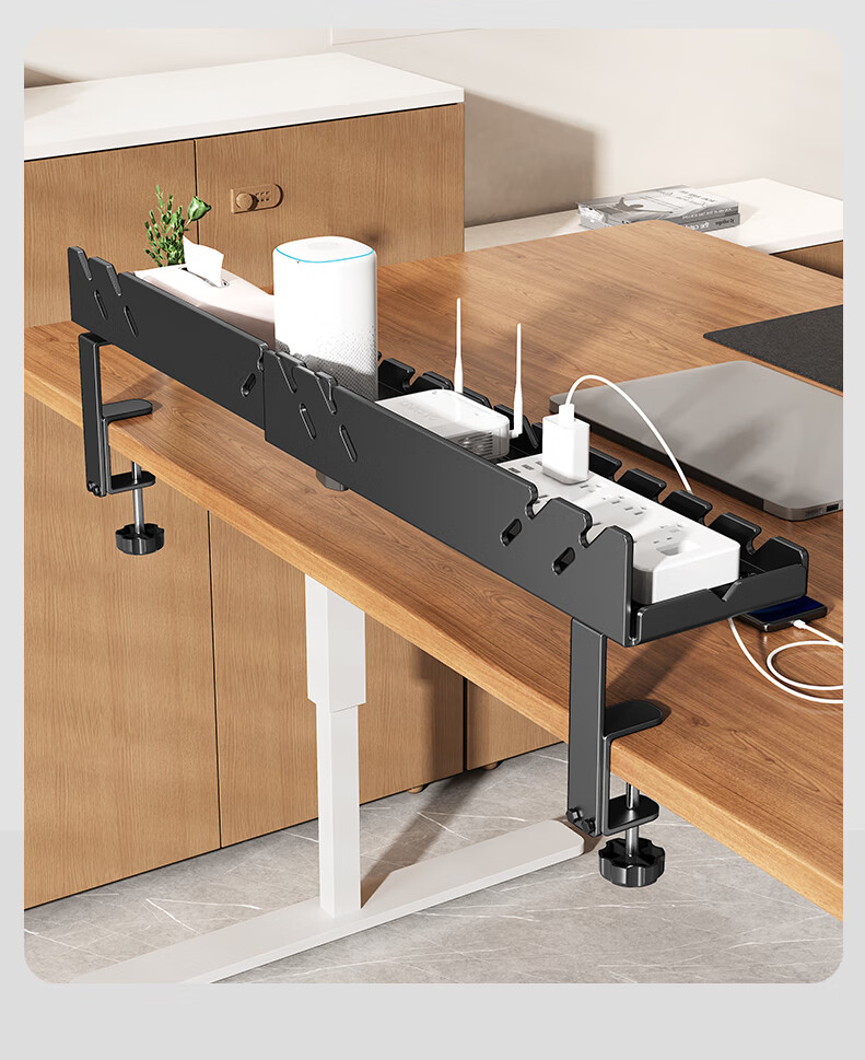Behind the Scenes Hero TV Accessories Large Black Desktop Cable Organizer Rack No-Drill Cable Management Box for Data Cables and Power Strips 5