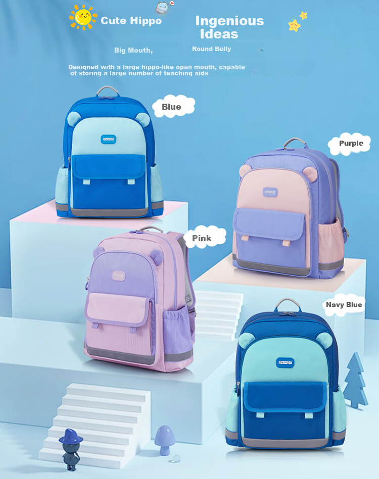 AMERICAN TOURISTER Girls' Comfortable Backpack for Grades 1-3 Elementary School Students, Children's Antibacterial Lightweight Backpack with Large Capacity NL4 1
