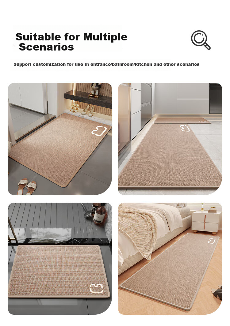 Qiqijia Linen-Like Woven Bathroom Mat, Absorbent Bath Mat, Non-Slip Doormat, Foot Mat, Washroom Entrance Mat, Carpet 7