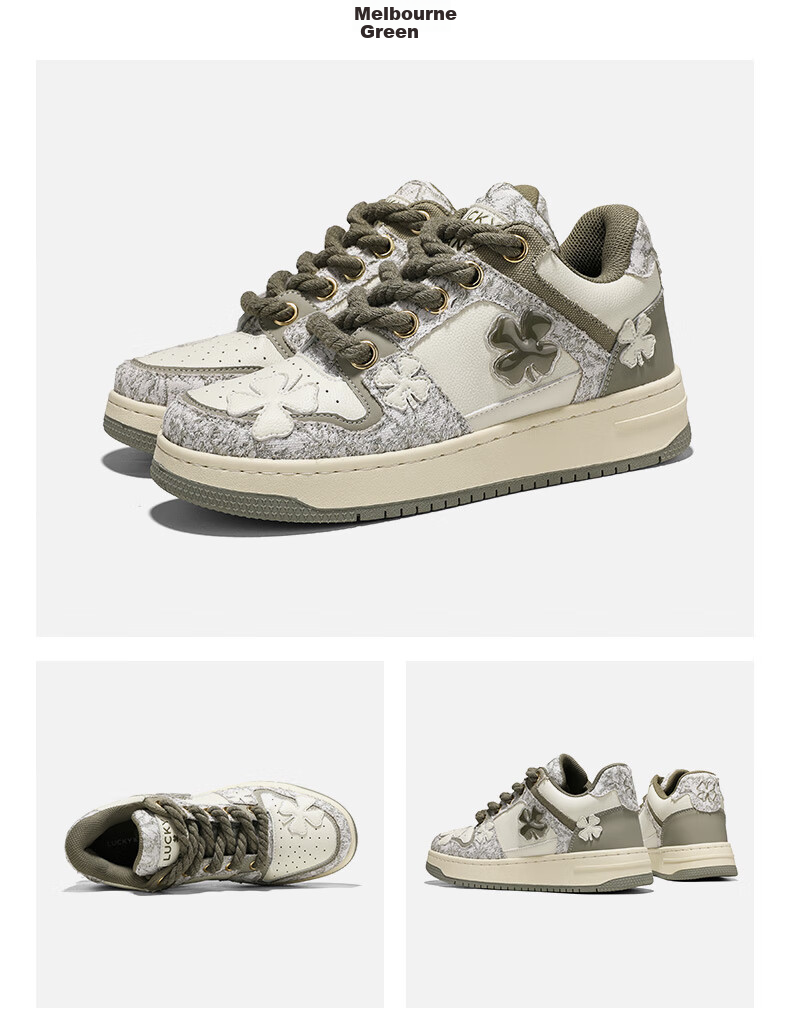LUCKY BRAND Sneakers, Women's Shoes, Couple Style, Four-Leaf Clover American Outdoor Breathable Men's Casual Shoes LY0003, White And Blue, Size 36 21
