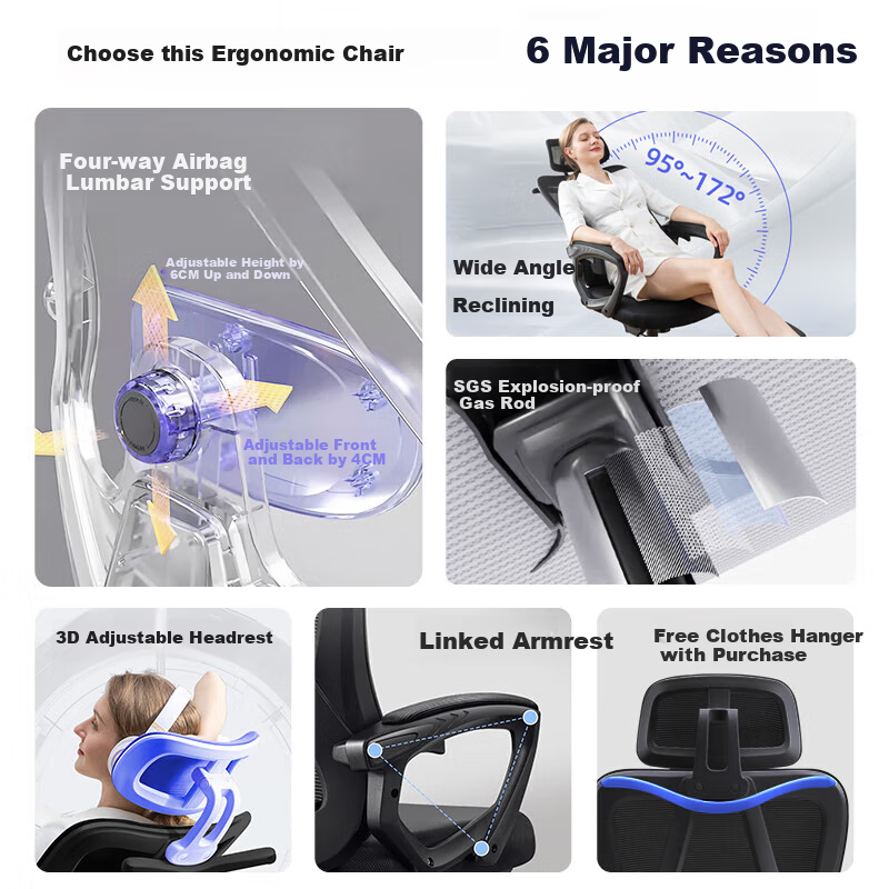 Quanpinwu Computer Chair, Home Ergonomic Chair, Office Chair with Backrest, Swivel Chair for Study And Work, Executive Chair, Gaming Chair for E-Sports