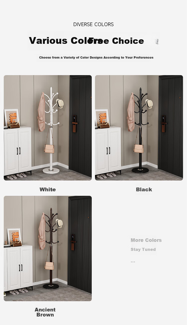 SGMW Coat Rack, Floor-Standing Bedroom Clothes Hanger, Living Room Standing Iron Art Clothes Hanger, Indoor Single-Pole Storage Rack, Bag Hanger 2