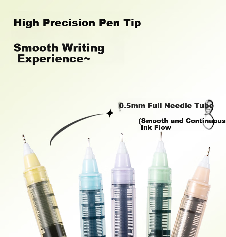Deli Gel Pen Quick-Drying 0.5mm Full Needle Tube Neutral Pen, Colorful High-Quality Student Exam Writing Pen Rollerball Pen, Black 5 Pens/box SF353 8