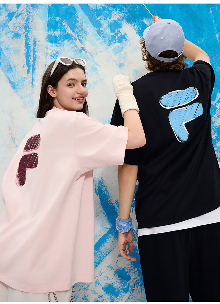 FILA FUSION Fashion Brand Zhang Hao Couple Knit Short Sleeve Shirt 2026 Spring Casual Loose Pure Cotton T-Shirt 20