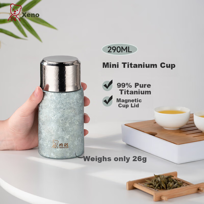 Heenoor Pure Titanium Insulated Cup, High-End Titanium Mug, Tea Steeping Cup with Separate Compartments for Tea Infusion, Holiday Gift XN-T381