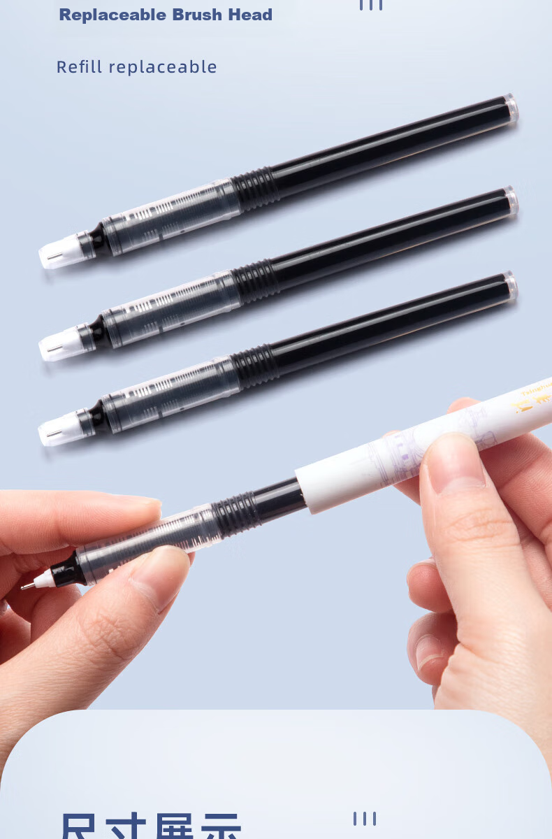 Licao Black 0.5mm Needle Tip Pen, Quick-Drying Gel Pen with Needle Tip, Carbon Ink Pen for Students' Signature, Water-Based Pen, Qimiao Yuanwuxing [6 Pcs] 6