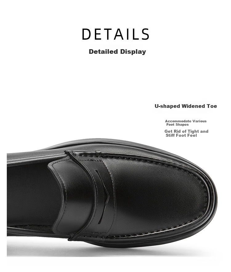 Goldlion Men's Shoes, Business Leather Shoes for Men, Lightweight Comfortable Wear-Resistant Loafers G521510417AAB Black Size 44 8