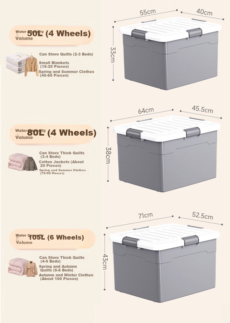 Jiabangshou Extra-Large Plastic Clothes Storage Box, Car Trunk Organizer, 40L Dust-Proof And Insect-Resistant, for Home Use 4