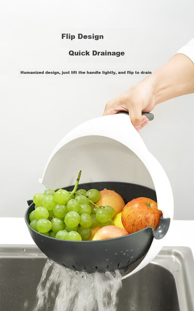 JD Original Colander Set [Double-Layer Filtration], Draining Basket for Washing Fruits And Vegetables, Kitchen Thickened 2-Piece Set 3