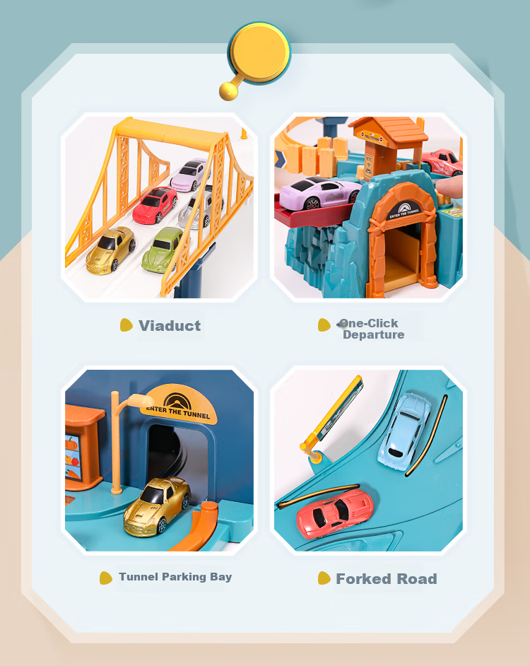 AoZhiJia Children's Toy, Track Car Set for Boys Aged 3-6, Adventure Racing Game, Parking Lot, Birthday Gift 6
