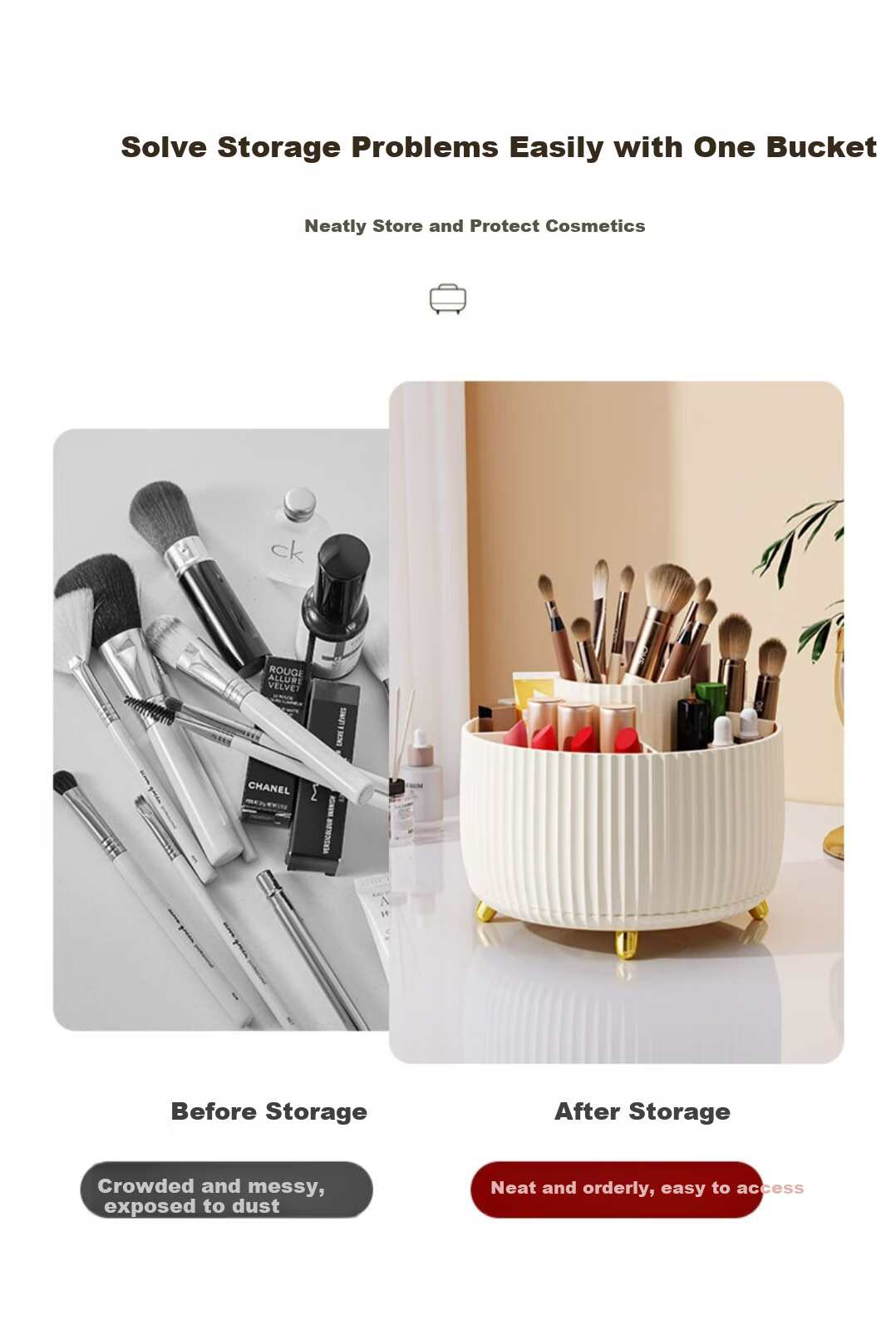 Jiadu Cosmetic Storage Box, Rotating Makeup Brush Holder, Dressing Table Desktop Pen Holder, Lipstick And Eyeshadow Organizer Rack 6