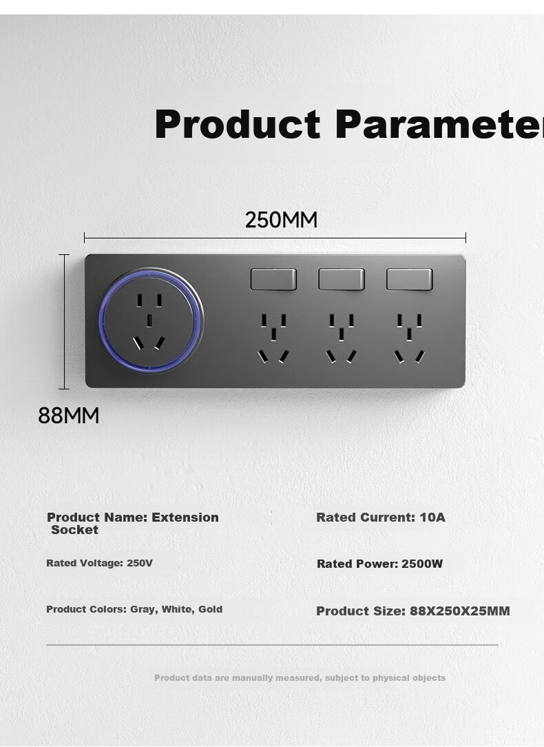 AUX 86 Concealed Extension Socket, White with Switch, No Drilling Required, Multi-Functional Converter, Three Outlets, 26 Holes, Left Expansio 10