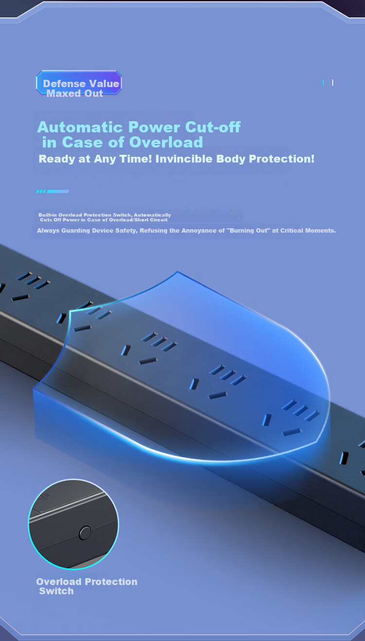 BULL PDU Desktop Overload Protection Under-Desk Gaming Cabinet Power Strip/Extension Cord/Power Bar/Power Strip, 6 Outlets with Master Switch, 1.8m Size, GNE-P106E Black 5