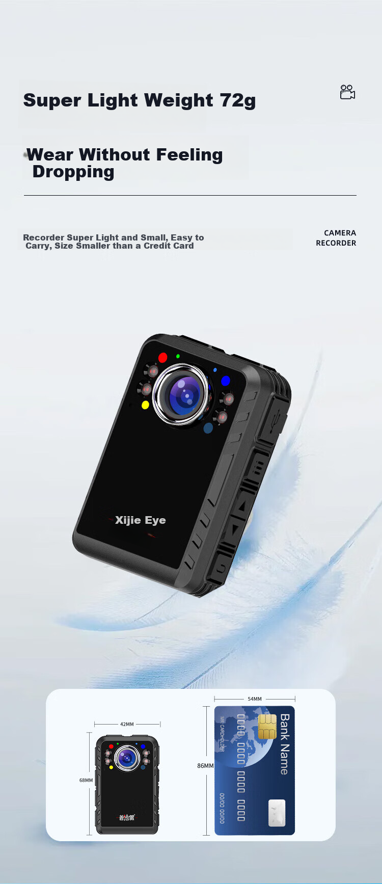 Pufayan B1 Law Enforcement Body Camera, 2K Ultra-Clear, Miniature, Hidden, Chest-Mounted, Portable Audio And Video Recording Device, 128GB 3