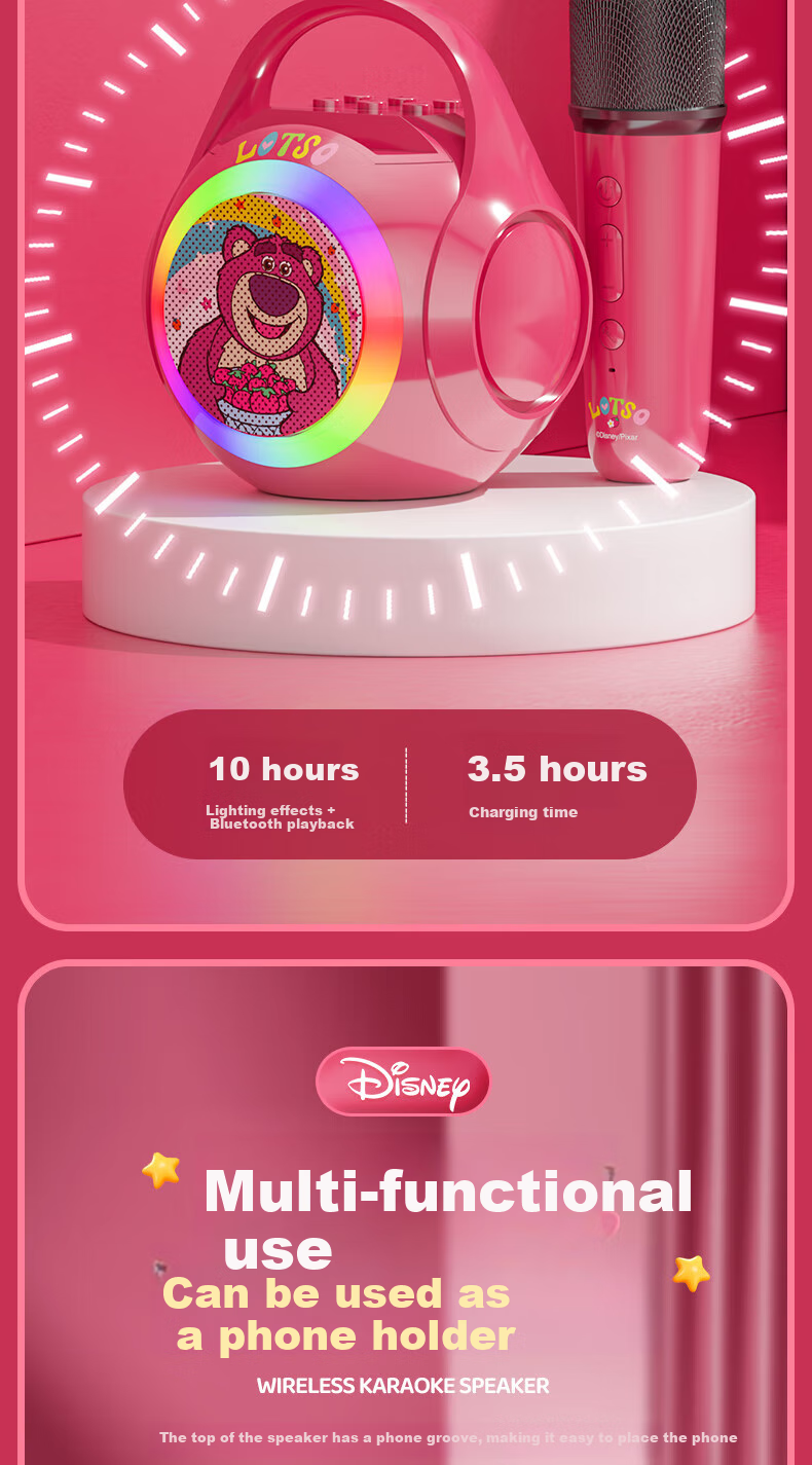 Disney Microphone Children's Toy, Birthday Gift for Girls Aged 7-14, Karaoke Mic with Bluetooth Speaker, Wireless, for Ages 8-12, 10 9