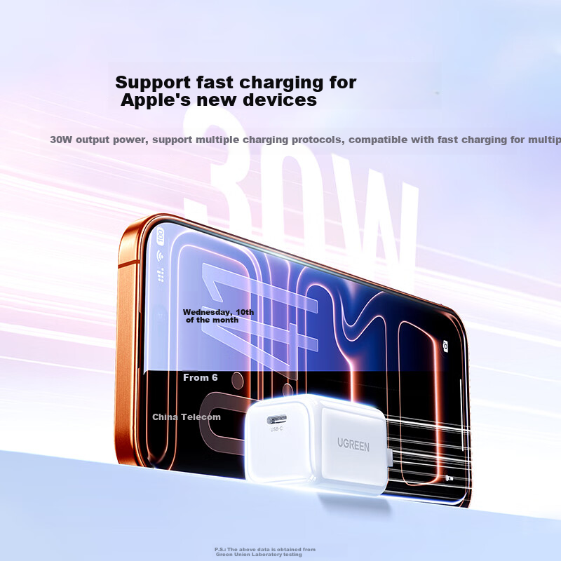 UGREEN 30W Charger GaN Adapter Compatible with Apple IPhone 18 Pro Max/17 Duo/16 DJI, PD20/27W Fast Charging for Phones, IPad, Type-C Quick Charge Plug