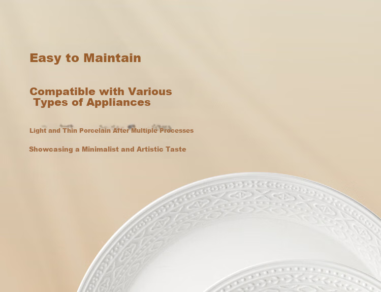 Magelongte Bone China Dinnerware Set, High-Quality Bowls And Plates, Pure White Embossed Tableware, Ceramic [Dishwasher Safe] 16