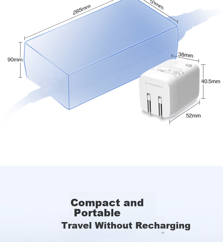 HP 65W Type-C Laptop Charger Portable Travel Adapter Original Surge Protection 6