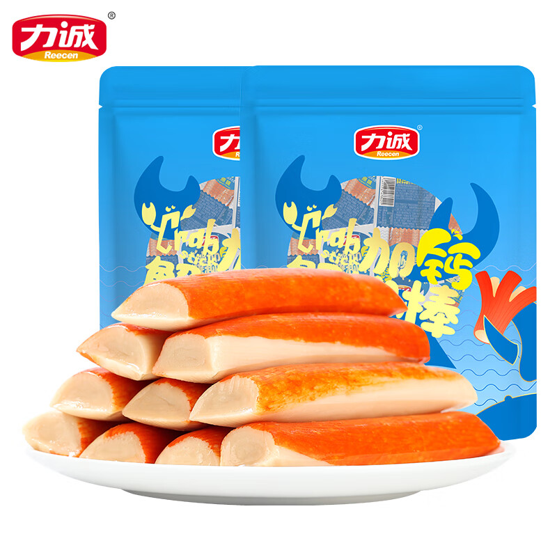 力诚加钙蟹柳原味500g袋装休闲零食蟹肉蟹棒办公室零食泡面搭档