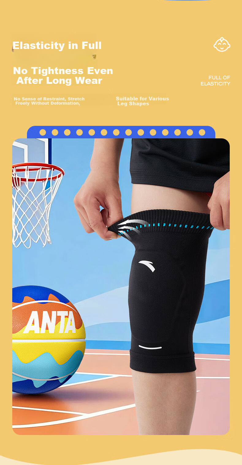 ANTA Children's Knee Pads, Sports Protection, Patella Injury Prevention, Knee Meniscus Guard, Warmth, Basketball, Running, Soccer, Black, Size L 5