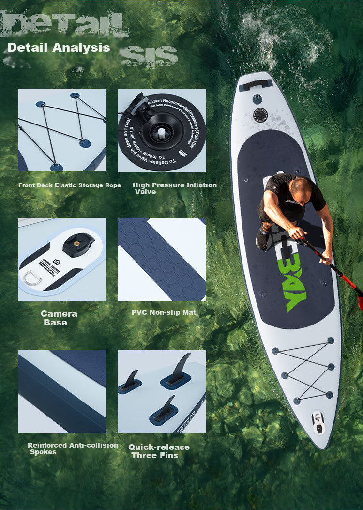 MSEASFREE Paddleboard Surfing Paddleboard Fishing Yoga Stand-Up SUP Lake Blue 2.0 [New] 7