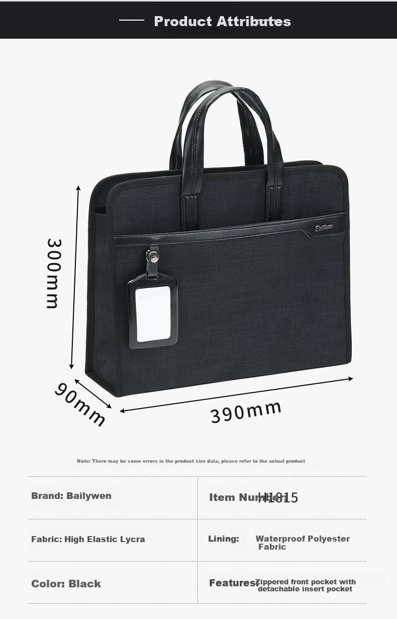 Bailiwen H1816 Dark Gray Business Wide Conference Briefcase Laptop Bag for Men And Women, Travel Handbag, Document Bag, File Organizer, Office Meeting Bag 2