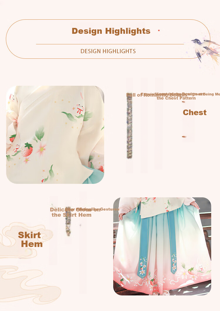Luomeng Girls' Hanfu, New Chinese-Style Ming Dynasty Hanfu, Chinese-Style Performance Costume, Hanfu Tea White Two-Piece Set, Size 150 4