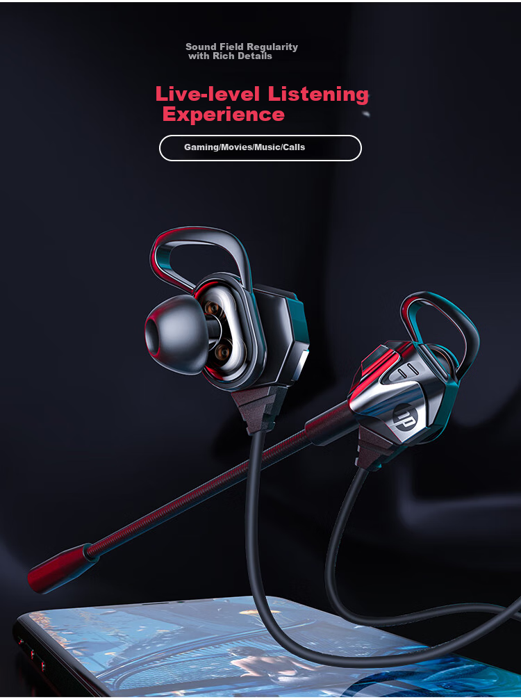 HP DHH-3112 Wired Earphones for Playing Black Myth: Wukong, In-Ear Dual Dynamic Computer And Mobile Phone Study Office Entertainment E-Sports Gaming Music Headphones [Black] 5