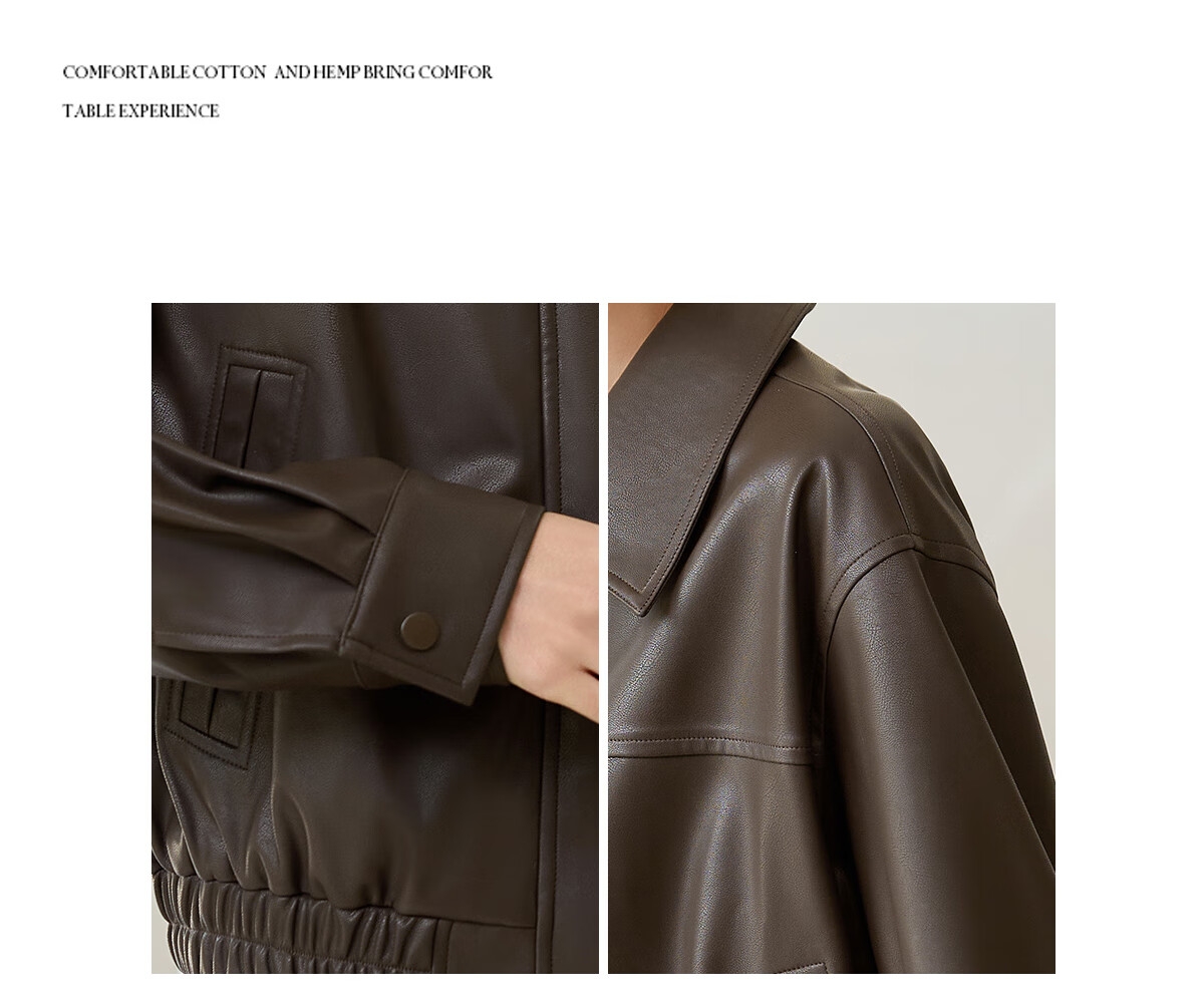 Chushen Melard Women's Short Jacket American Retro PU Leather Jacket S51D005 13