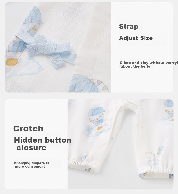 PurCotton Baby Clothes, Pure Cotton Newborn Onesie, Thin Summer Antibacterial Gauze for Infants, Nautical Diary, Size 59 12