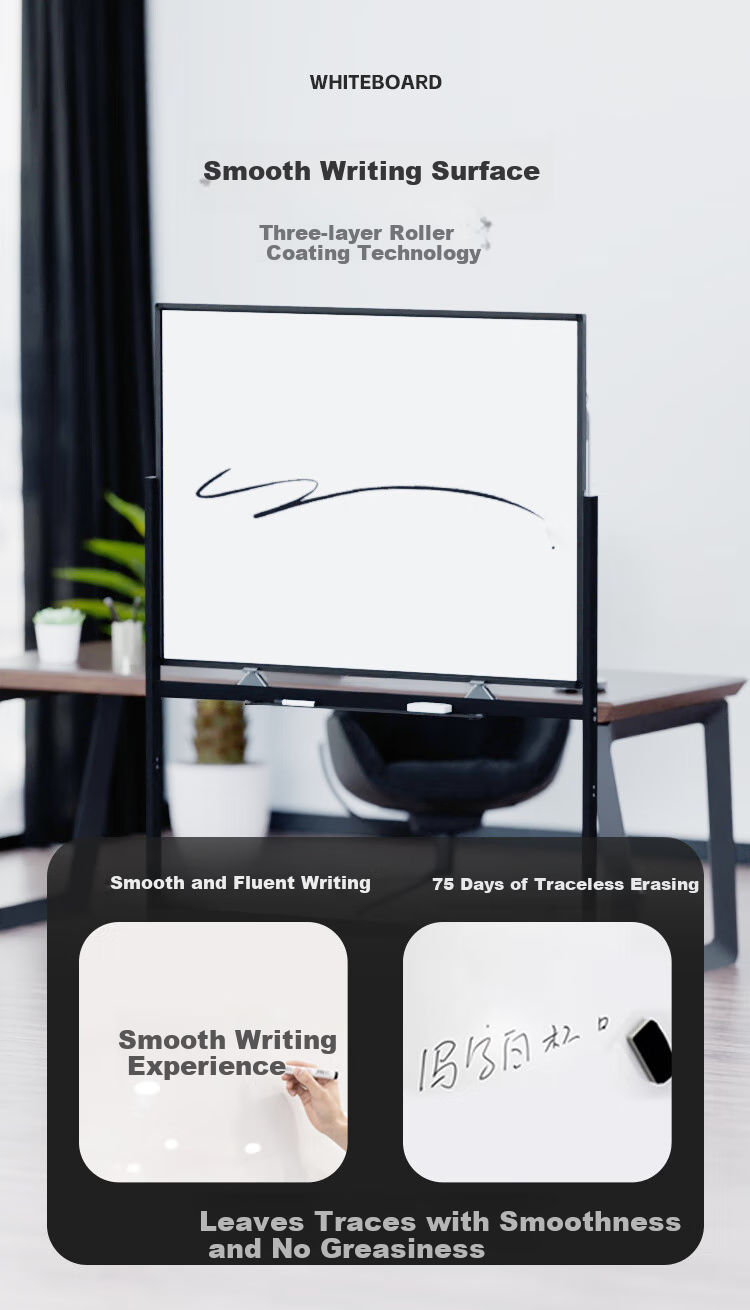BBNEW Premium Whiteboard Stand-Style One-Touch Flip Writing Board, 120*90cm H-Shaped Frame, Movable Double-Sided Magnetic Writing Board for Office Meetings, Home Use, Teaching, Children's Blackboard NEWO 5