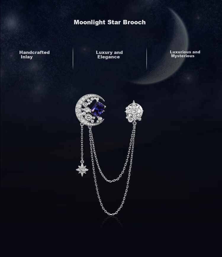 Eternelle French Eternal Moonlight Starry Sky Brooch, High-End Fashion Tassel Lapel Pin, Autumn And Winter Pin, Brooch Flower 2