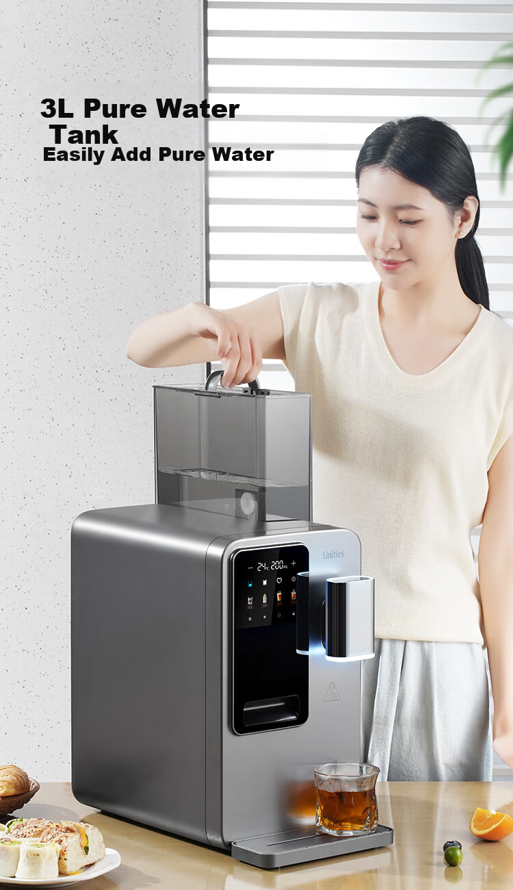 Unities Uwater M5 Ice Cube Countertop Water Dispenser, Instant Heating Home Use Bottle Warmer, Material Direct Drinking Machine, Ice Maker, Pipeline Machine, Water Dispenser, Deep Space Gray 19